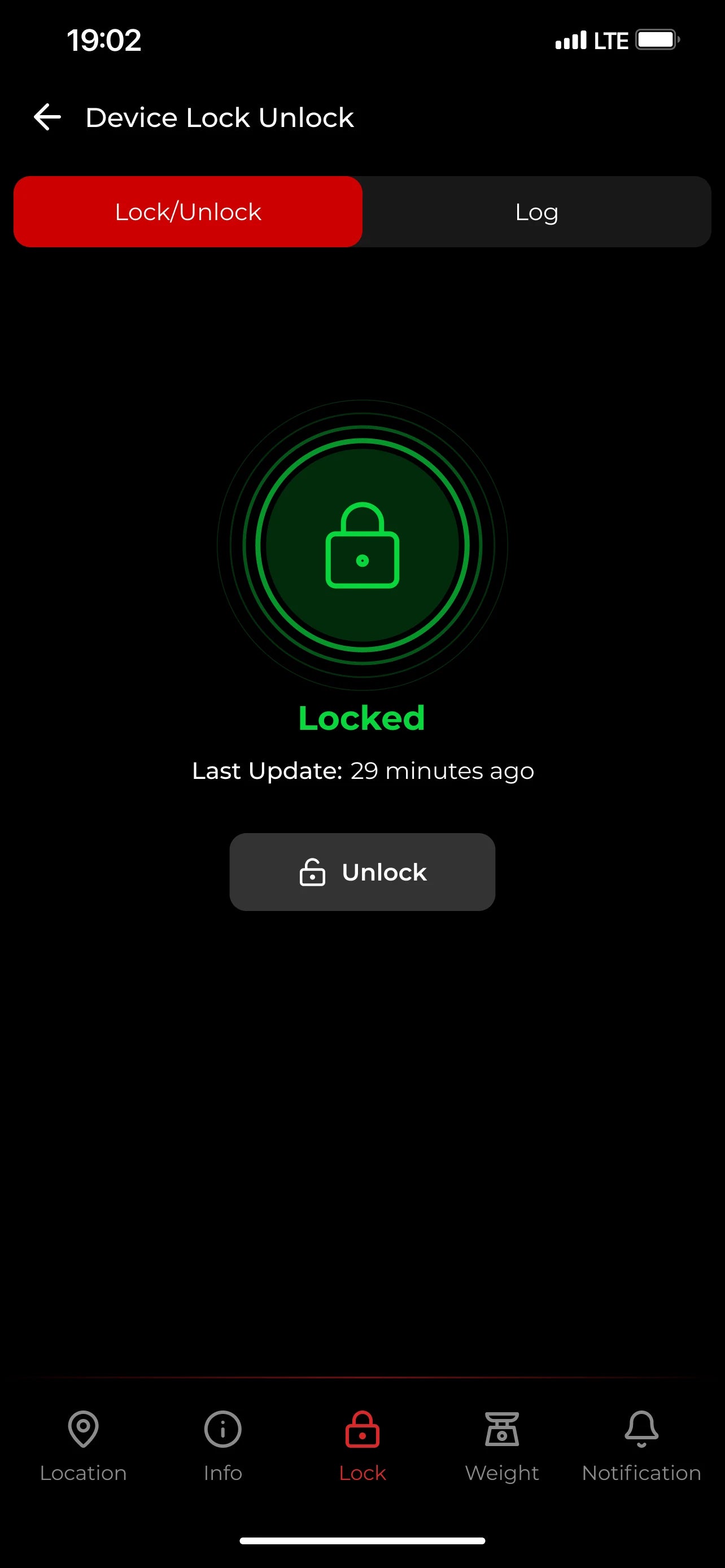 Post Hubb app showing the delivery vault in a locked state