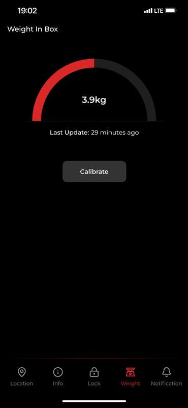 Post Hubb app showing retained weight in the delivery vault